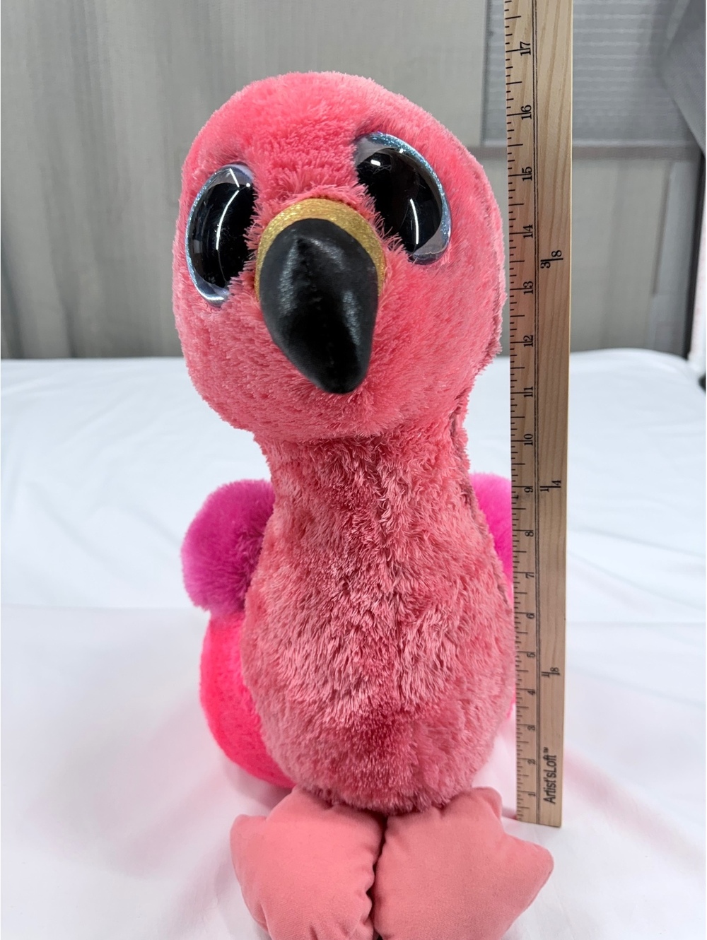 Ty Beanie Boo Plush Flamingo Stuffed Animal with Large Sparkly Blue Eyes